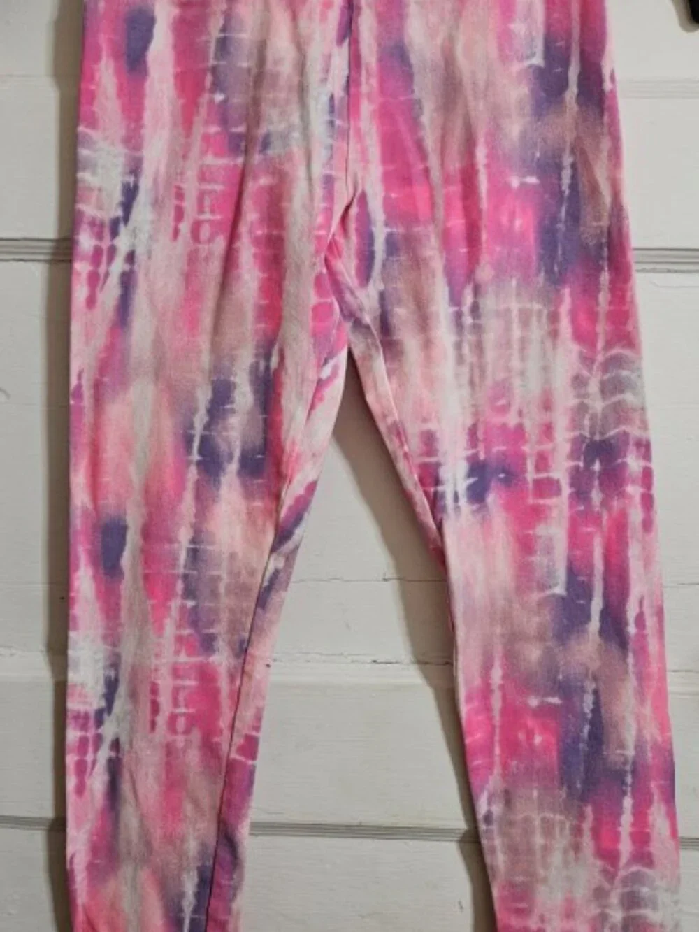JUSTICE Pink Tie Dye Print Full Length Leggings Girls Size 12